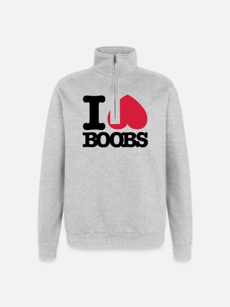 I_love_boobs - Quarter-Zip Sweatshirt - heather grey
