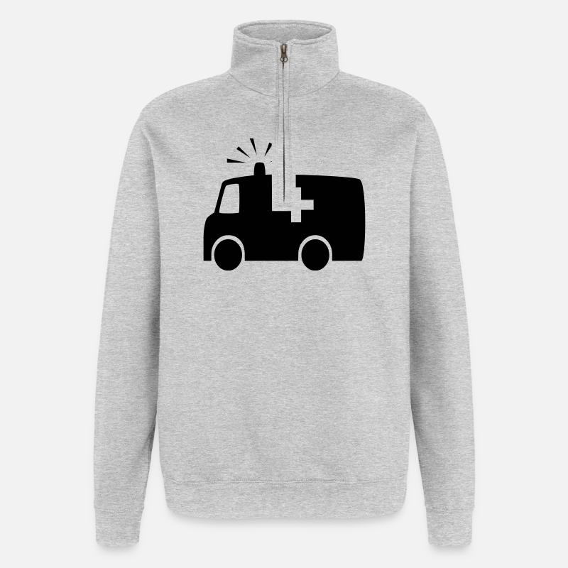 Ambulanz - Quarter-Zip-Sweatshirt - Grau meliert