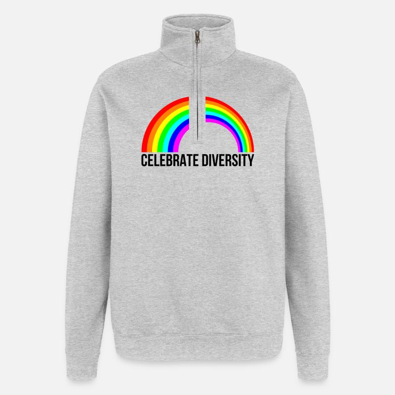 Celebrate Diversity Rainbow Statement - Quarter-Zip-Sweatshirt - Grau meliert