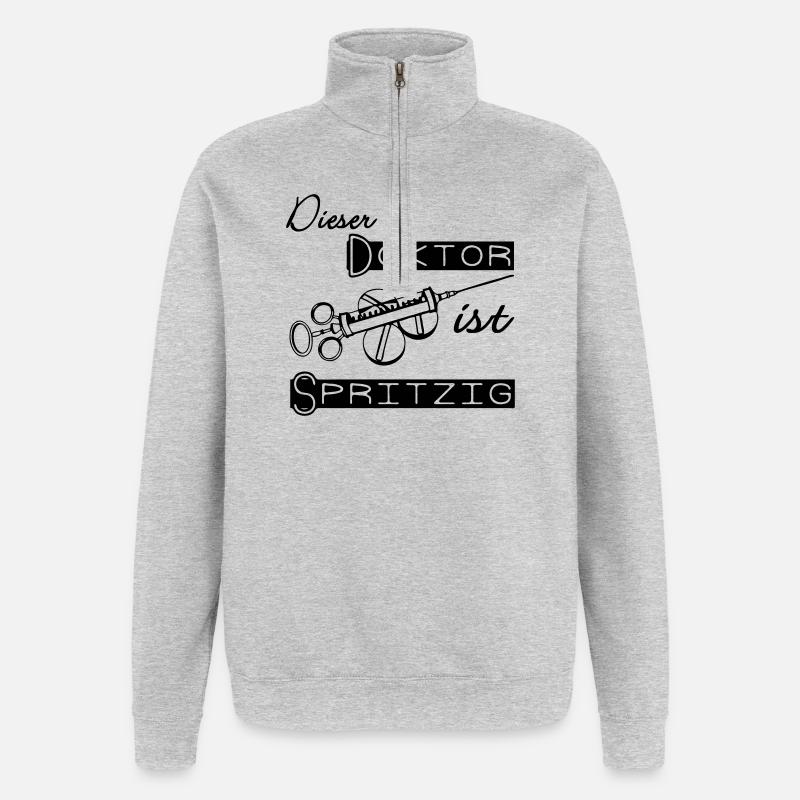 Doktor Spritzig Geschenk - Quarter-Zip-Sweatshirt - Grau meliert