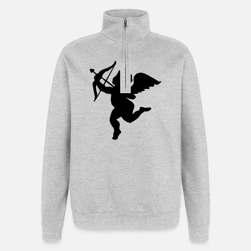 Engel med bue og pil, engel kærlighed - Sweatshirt med 1/4 lynlås - grå meleret