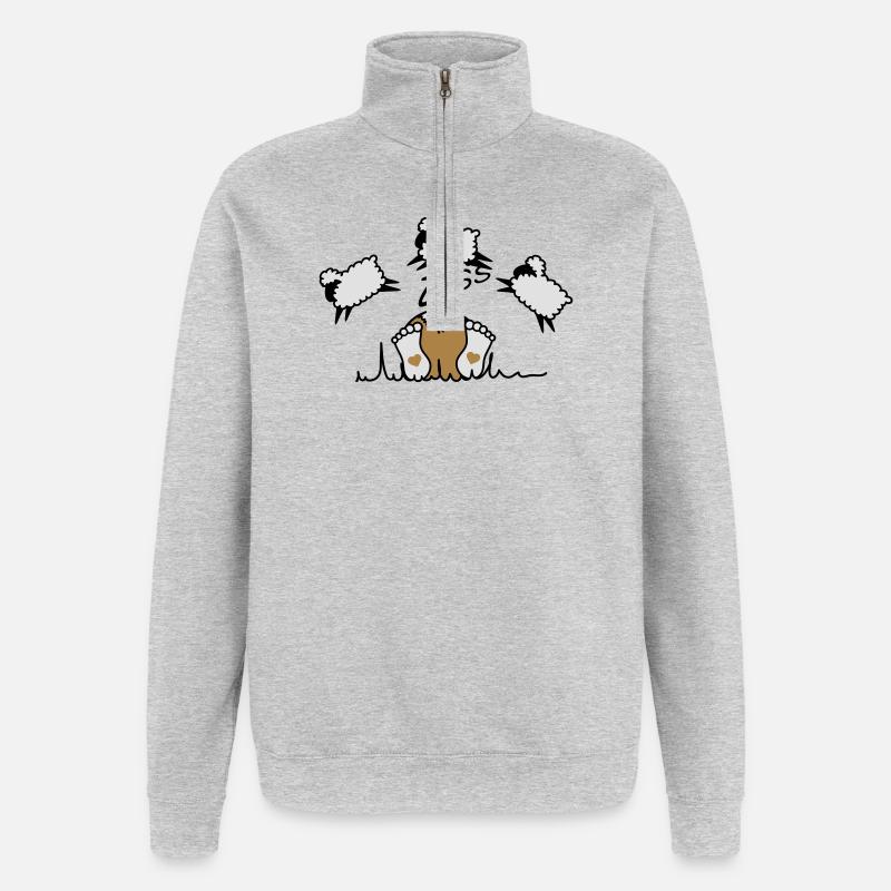 Schäfchen zählen - Quarter-Zip-Sweatshirt - Grau meliert