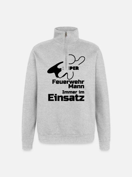 Super Feuerwehrmann Geschenk - Quarter-Zip-Sweatshirt - Grau meliert