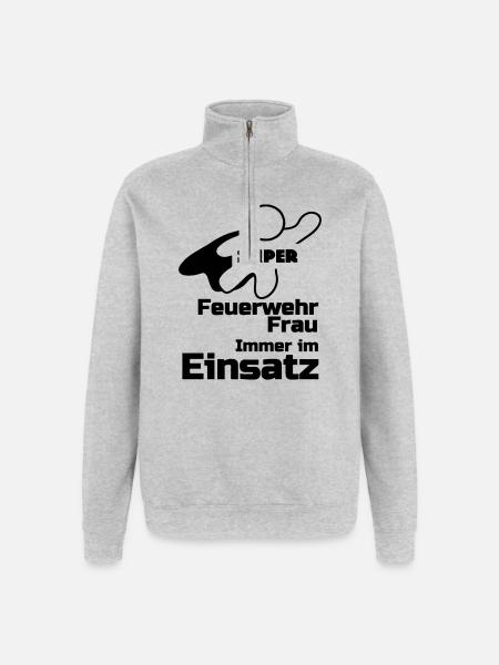 Super Feuerwehrfrau Geschenk - Quarter-Zip-Sweatshirt - Grau meliert