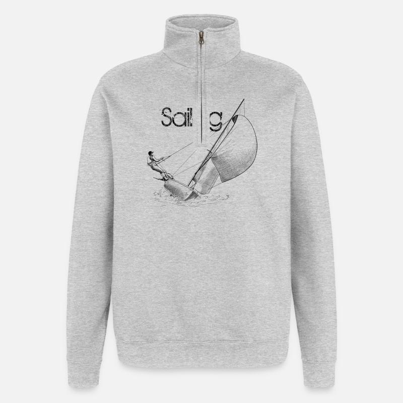 sailing - Sweat à zip 1/4 - gris chiné