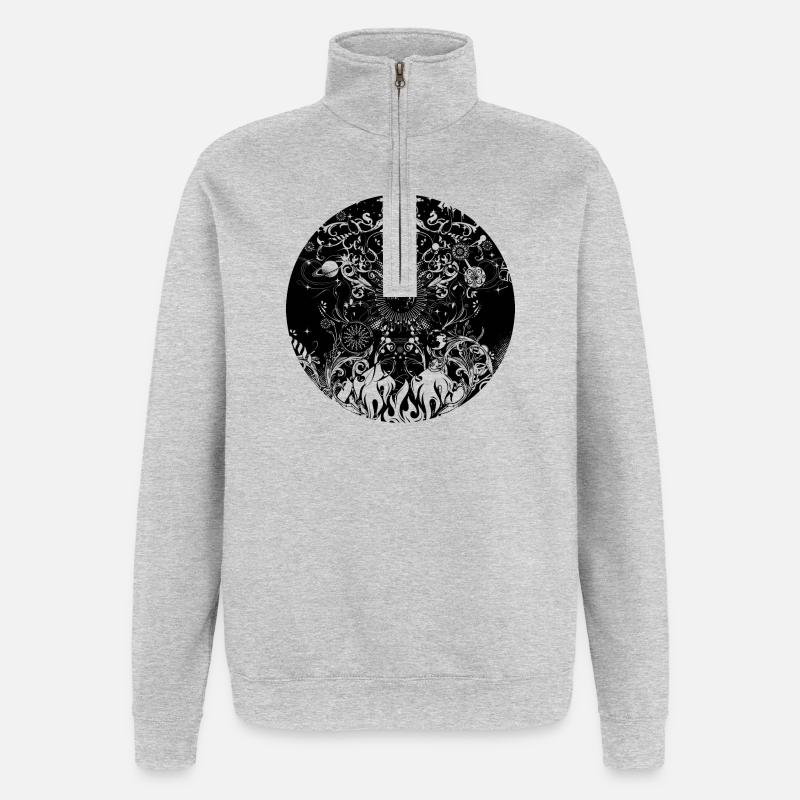 Les quatre éléments - Sweat à zip 1/4 - gris chiné