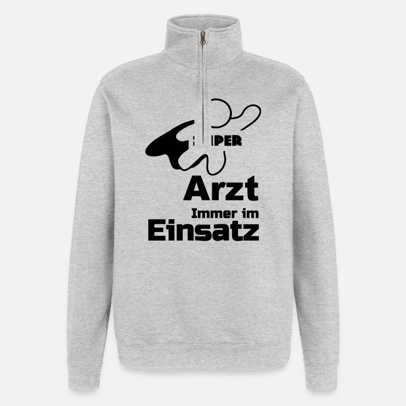 Super Arzt Geschenk - Quarter-Zip-Sweatshirt - Grau meliert