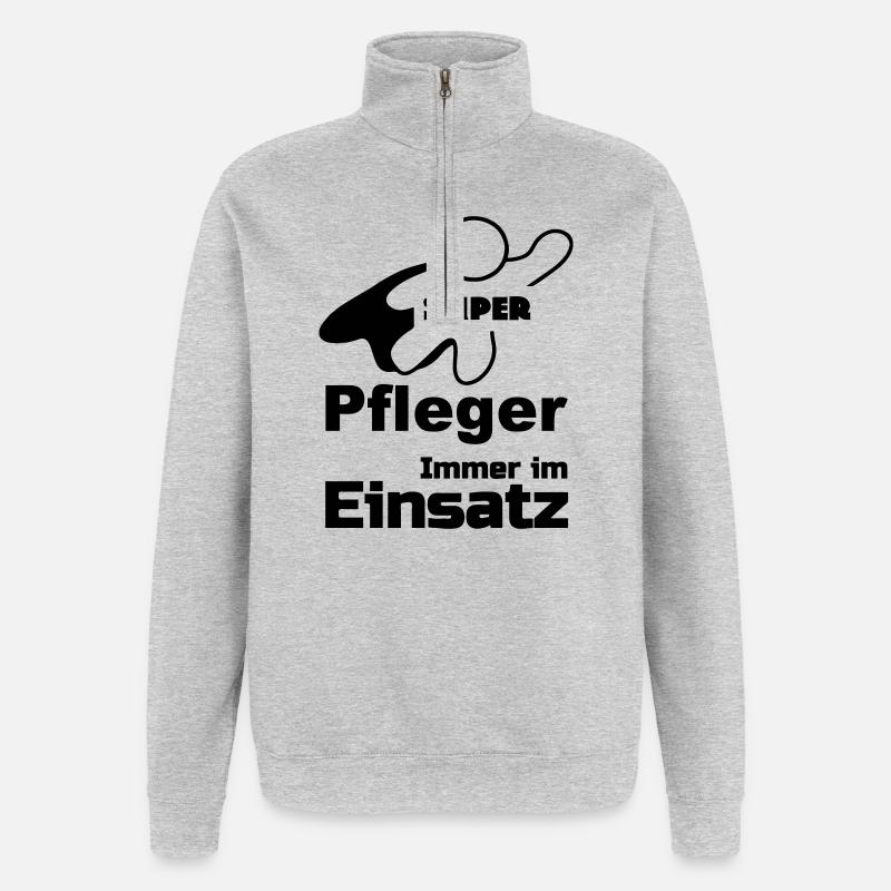 Super Pfleger Geschenk - Quarter-Zip-Sweatshirt - Grau meliert