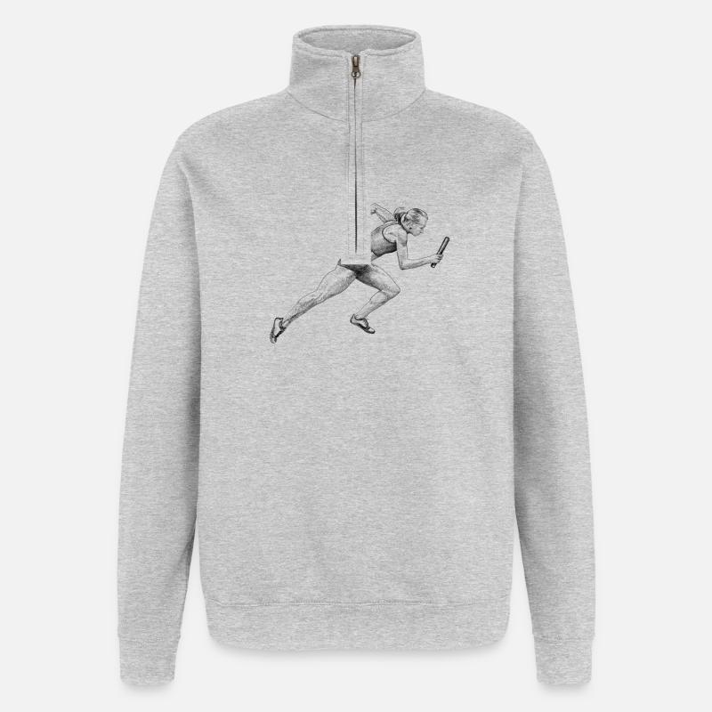 Runner - Sweat à zip 1/4 - gris chiné