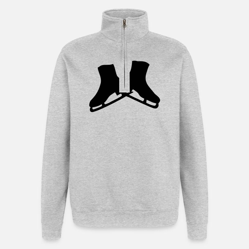 Schlittschuhe - Quarter-Zip-Sweatshirt - Grau meliert