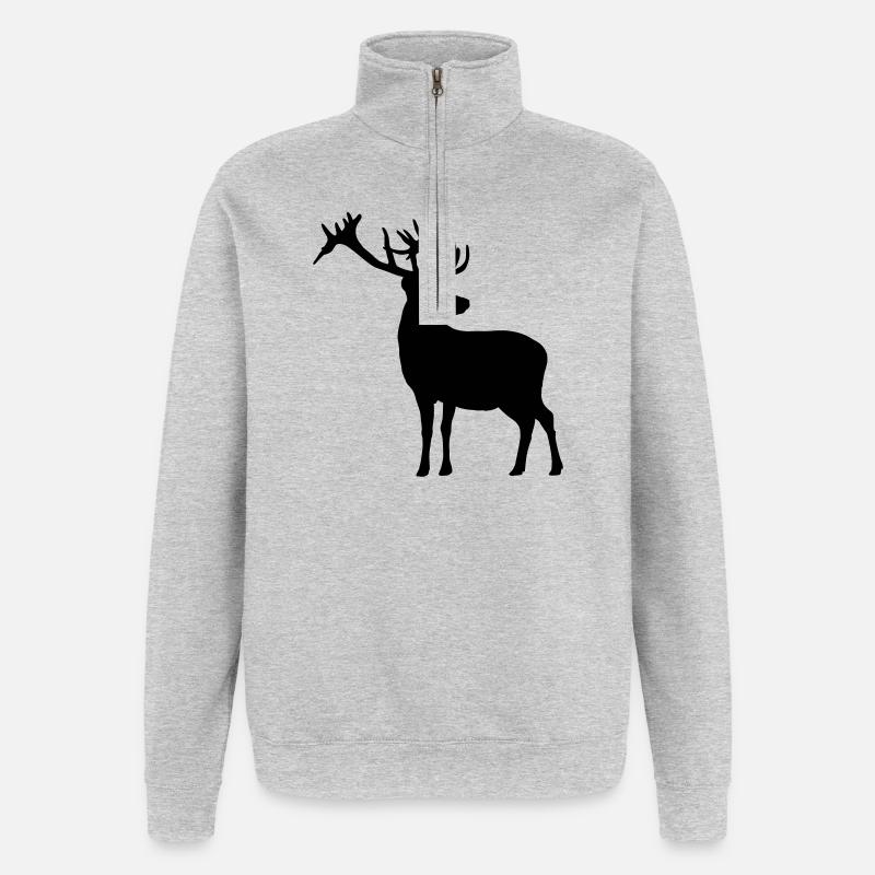 deer - Sweat à zip 1/4 - gris chiné
