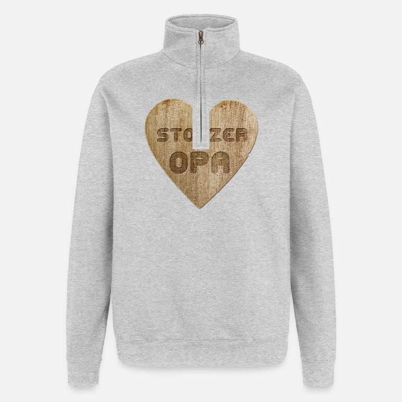 Love - Stolzer Opa - Quarter-Zip-Sweatshirt - Grau meliert