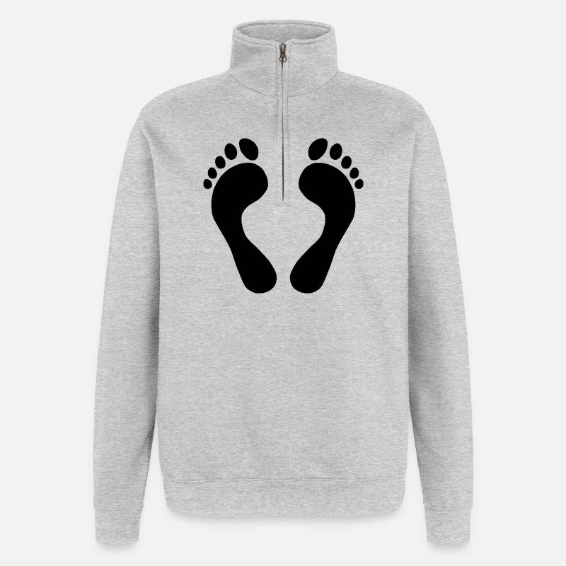 Fußabdruck - Quarter-Zip-Sweatshirt - Grau meliert