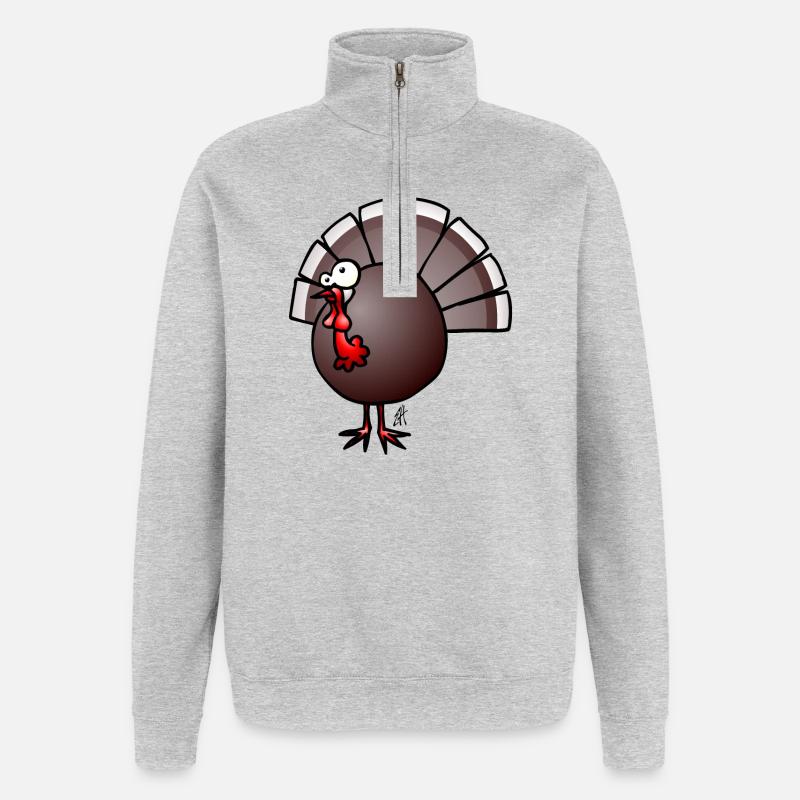 Dinde - Sweat à zip 1/4 - gris chiné