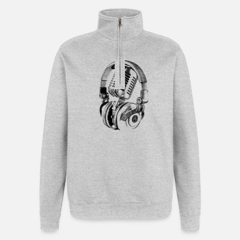 Microphone - Sweat à zip 1/4 - gris chiné