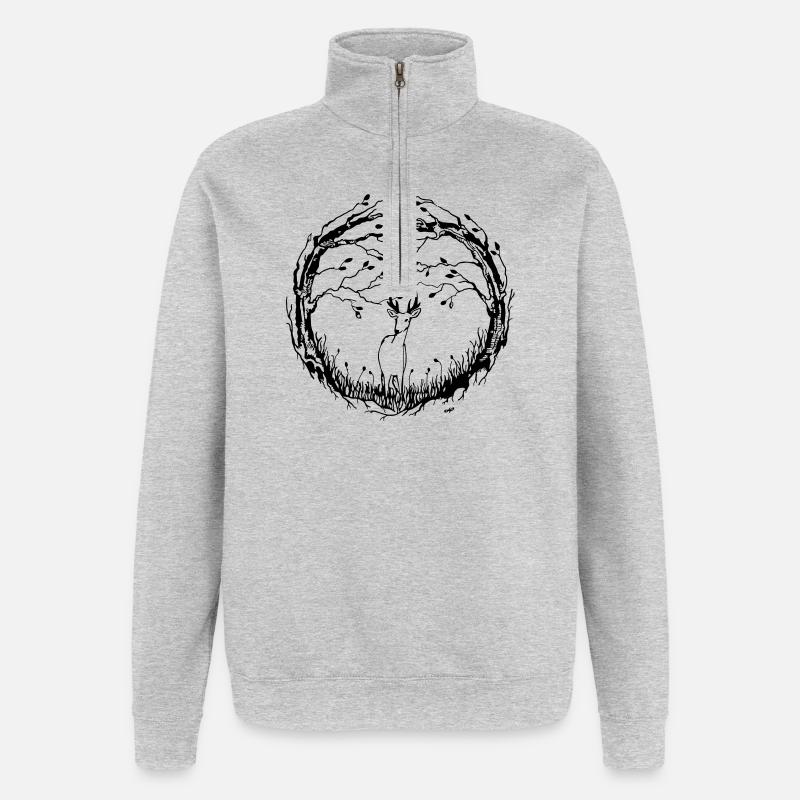 La forêt - Sweat à zip 1/4 - gris chiné