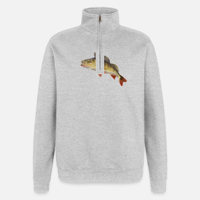Perch - Sweat à zip 1/4 - gris chiné