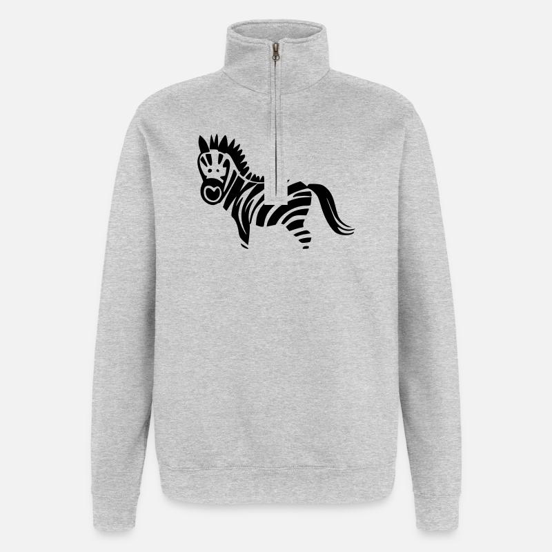 Zebra - Sweat à zip 1/4 - gris chiné