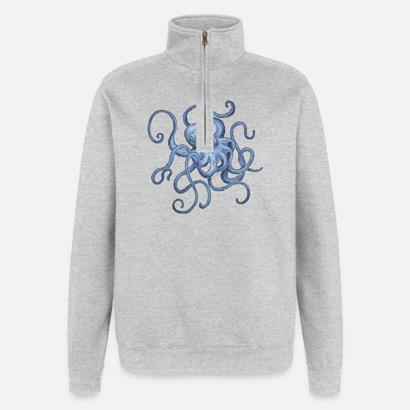 Octopus - Sweat à zip 1/4 - gris chiné