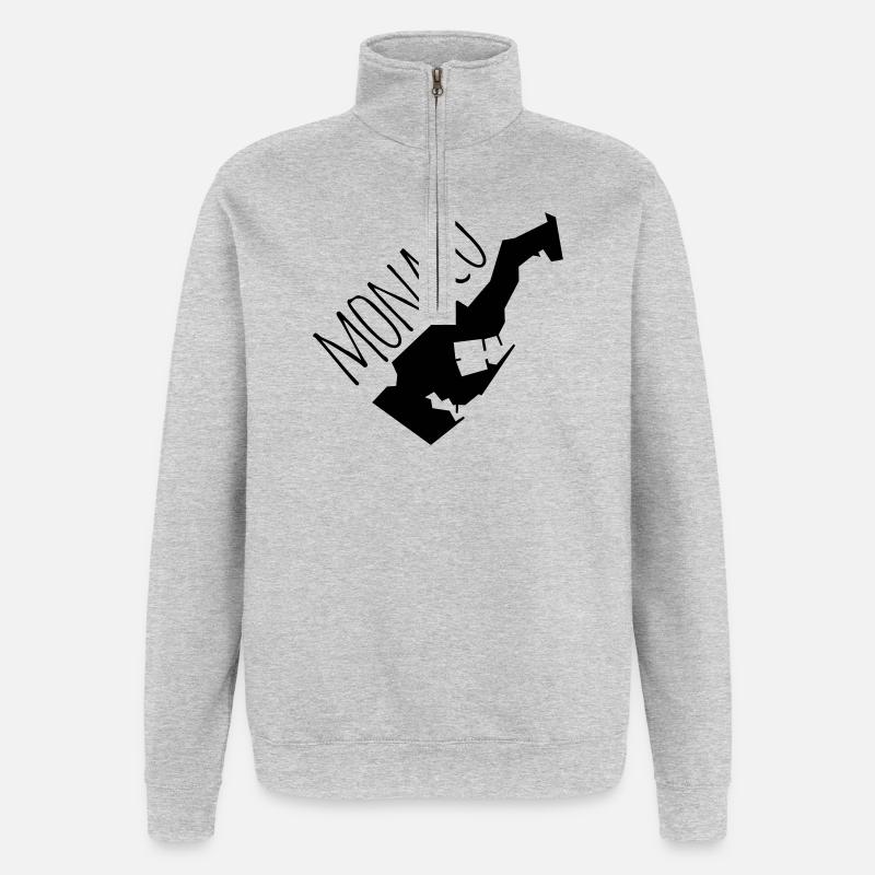 Monaco - Sweat à zip 1/4 - gris chiné