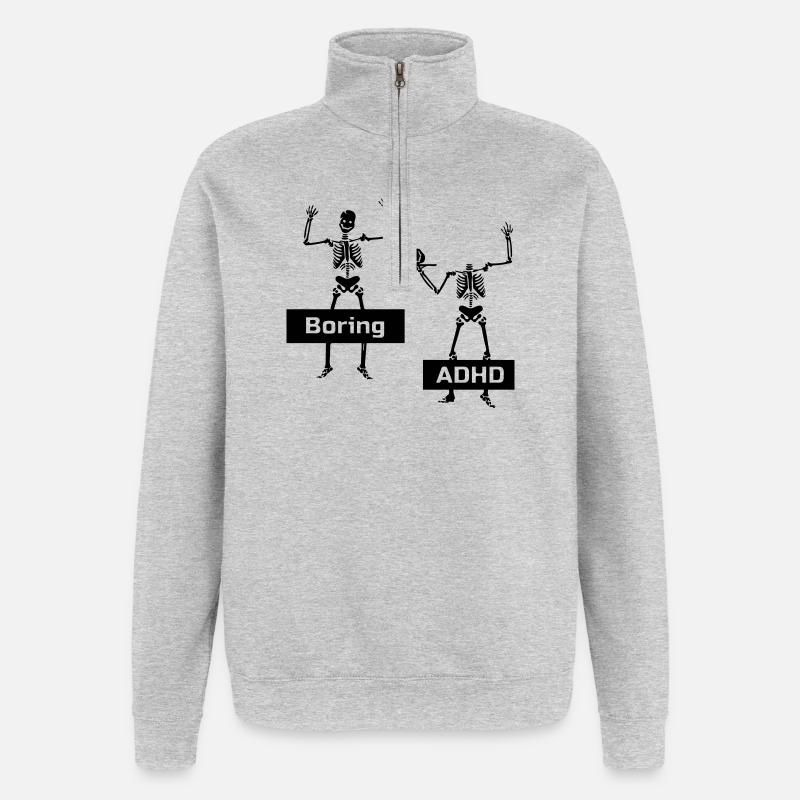 Boring vs ADHD - Quarter-Zip Sweatshirt - heather grey