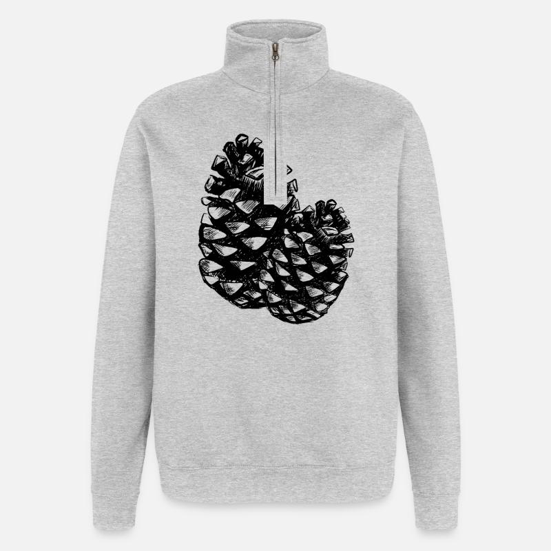 Two pine cones - Quarter-Zip Sweatshirt - heather grey