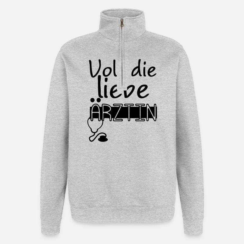 Liebe Ärztin Geschenk - Quarter-Zip-Sweatshirt - Grau meliert