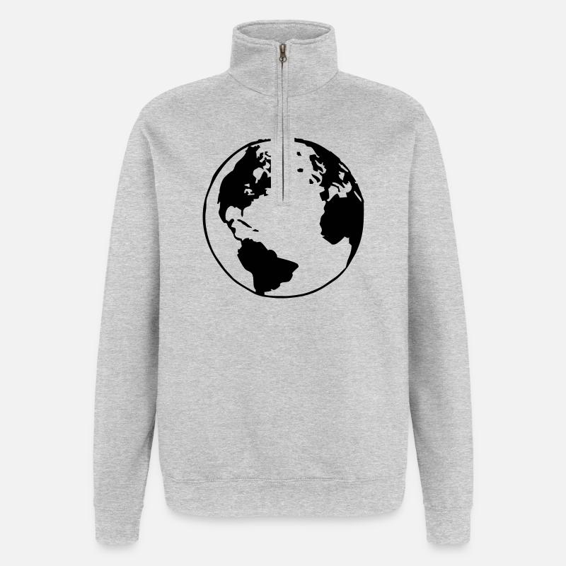 Der Globus - Quarter-Zip-Sweatshirt - Grau meliert