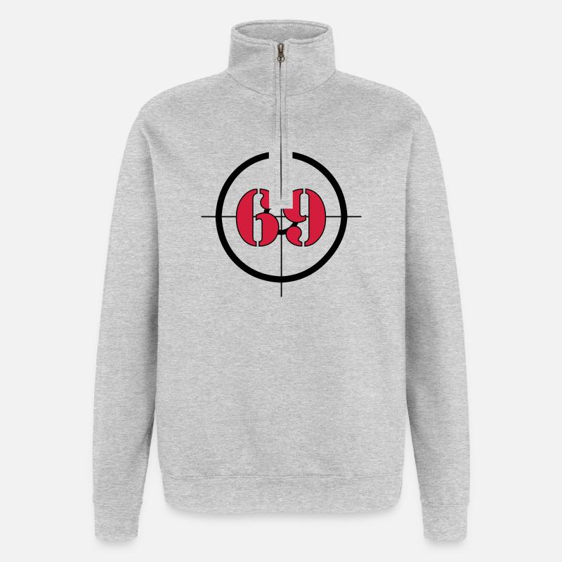 Stellt: 69 (V) - Quarter-Zip-Sweatshirt - Grau meliert