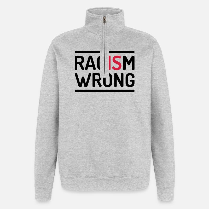 Racism Is Wrong Statement - Quarter-Zip-Sweatshirt - Grau meliert