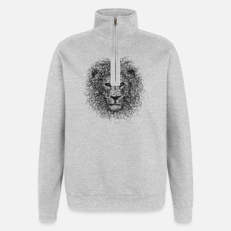 Lion Scribble - Quarter-Zip-Sweatshirt - Grau meliert