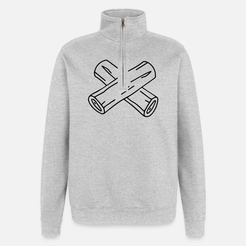 Achtung Vollpfosten - Quarter-Zip-Sweatshirt - Grau meliert