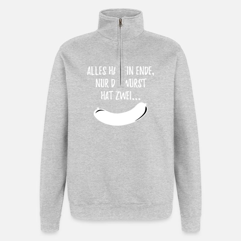 Alles Wurst weis - Quarter-Zip-Sweatshirt - Grau meliert