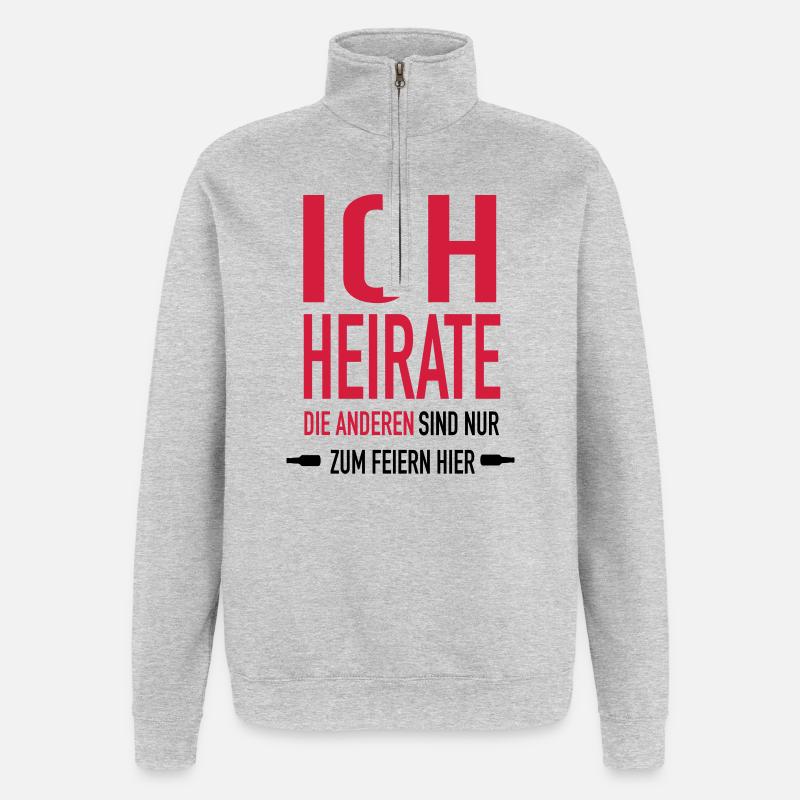 ich Heirate x1 - Quarter-Zip-Sweatshirt - Grau meliert