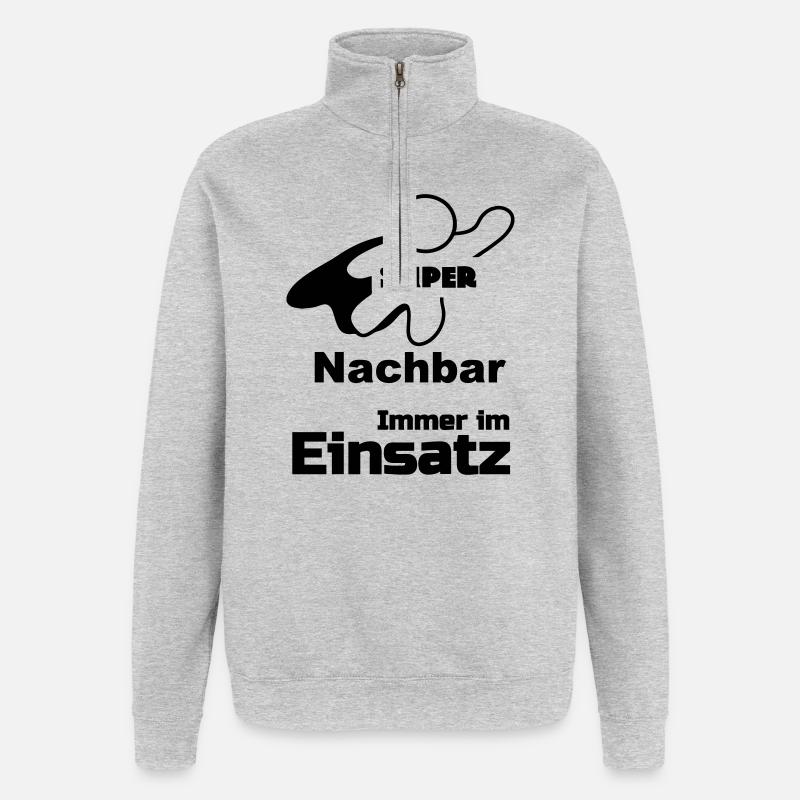 Super Nachbar Geschenk - Quarter-Zip-Sweatshirt - Grau meliert