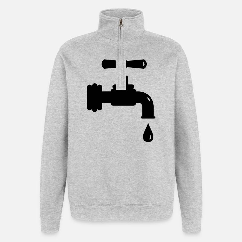Ein tropfender Wasserhahn - Quarter-Zip-Sweatshirt - Grau meliert
