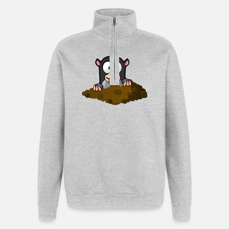 Maulwurf Comic Stil - Quarter-Zip-Sweatshirt - Grau meliert