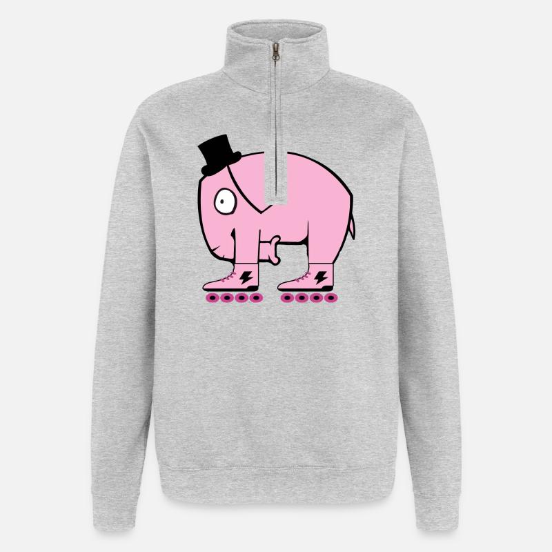 Pinker Elephant - Sweat à zip 1/4 - gris chiné