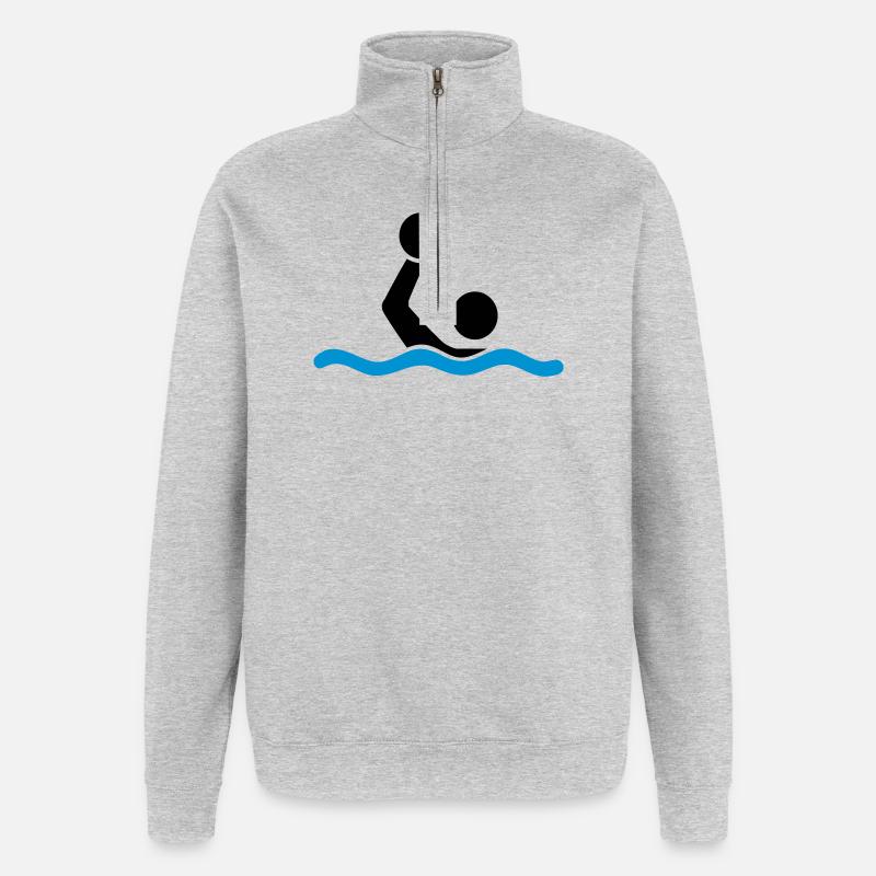 Wasserball - Quarter-Zip-Sweatshirt - Grau meliert