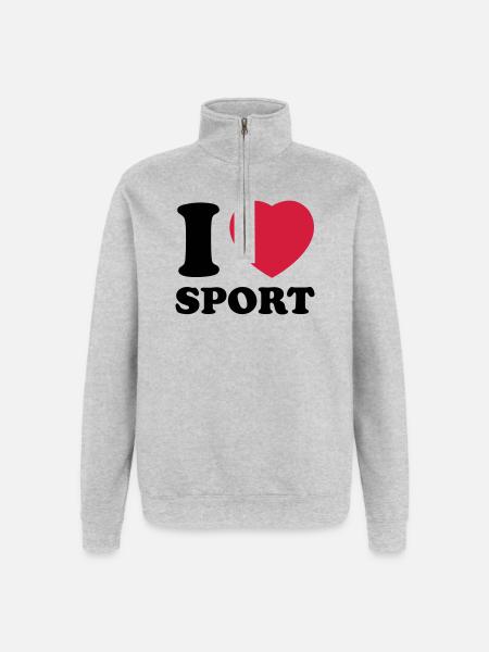 i love sport 2c - Quarter-Zip Sweatshirt - heather grey