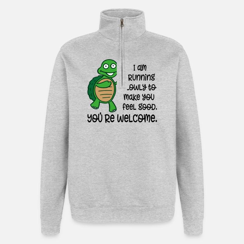 course - Sweat à zip 1/4 - gris chiné