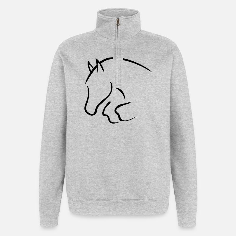 show cavalier - Sweat à zip 1/4 - gris chiné