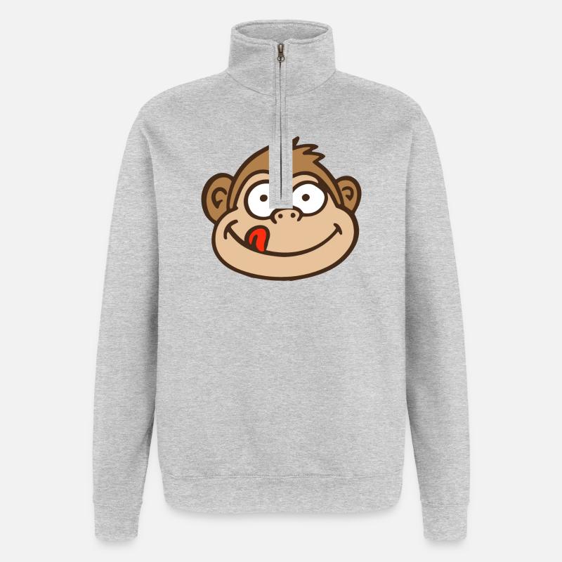 Affe - Quarter-Zip-Sweatshirt - Grau meliert