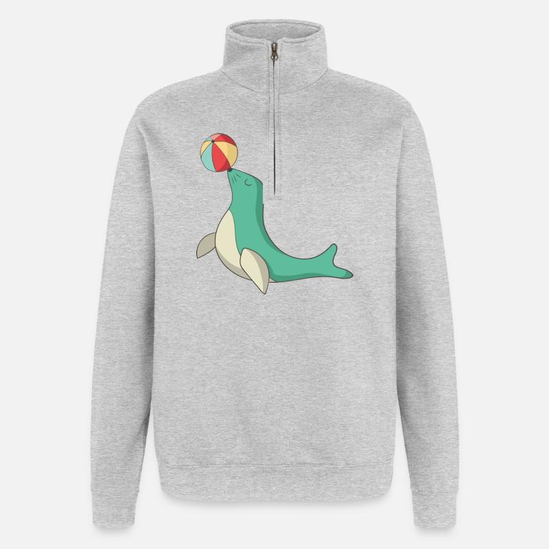 Seehund - Quarter-Zip-Sweatshirt - Grau meliert