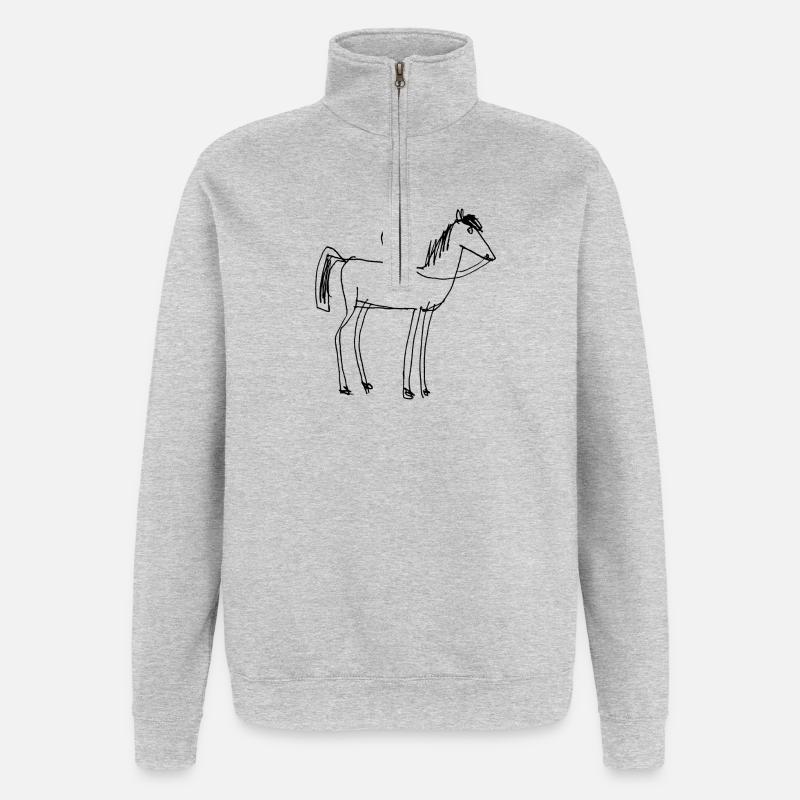 Ausritt auf dem Pferdchen - Quarter-Zip-Sweatshirt - Grau meliert
