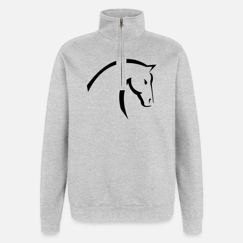 cheval - Sweat à zip 1/4 - gris chiné
