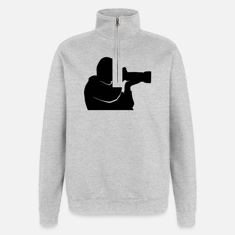 Fotograf - Paparazzi - Logo - Quarter-Zip-Sweatshirt - Grau meliert