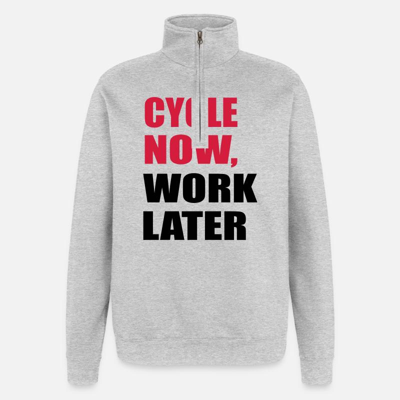 Cyclisme - Sweat à zip 1/4 - gris chiné