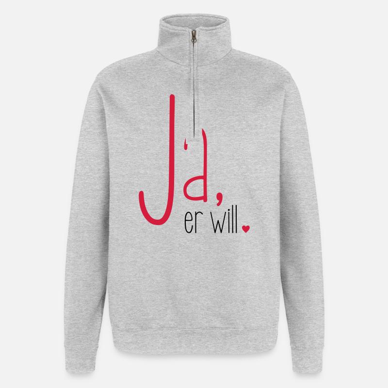 Ja er will - Junggesellenabschied Junggeselle - Quarter-Zip-Sweatshirt - Grau meliert