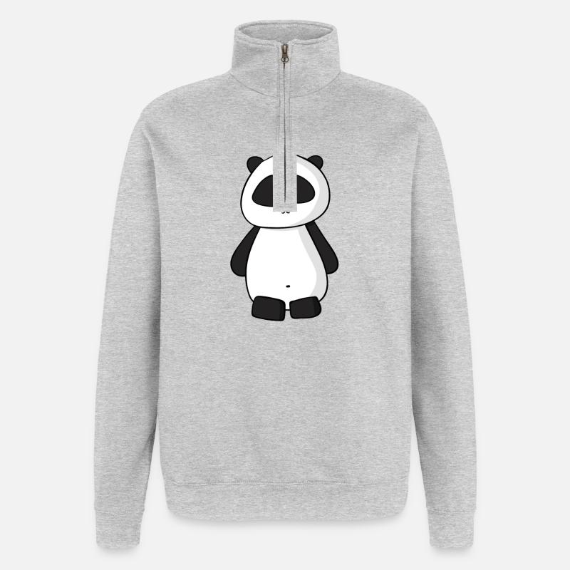 Panda - Sweat à zip 1/4 - gris chiné